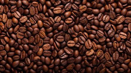 Fototapeta premium Coffee Bean Cascade: A Shower of Roasted Beans from Above