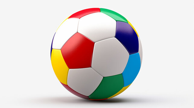 Dynamic Elegance: 3D Render of a Clean, White Background with Colorful Soccer Ball