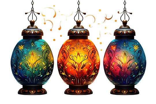 Ramadan Lantern, eid mobarak isolated on PNG Background. Generative Ai.