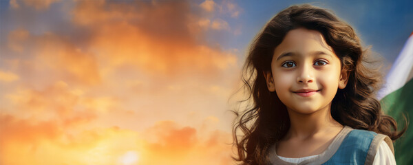 A Young Indian Girl Smiling Brightly. A fictional character created by Generative AI.