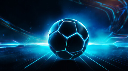 Neon Kick: Cyber Futuristic Soccer Ball with Glowing Aura