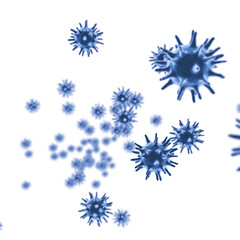 3d render of flu virus spreading in the air for health and flu concept.