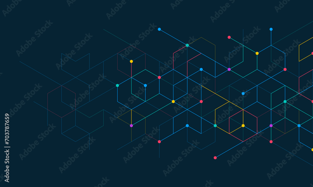 Poster Abstract pattern with simple geometric figures and dots