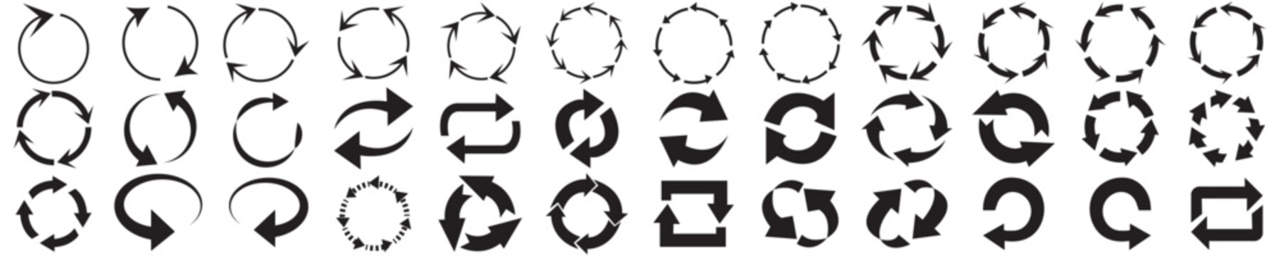 circle arrow icon set. circular arrow icon, refresh, reload. Set of circle arrows rotating on white background. Vector illustration .Eps 10