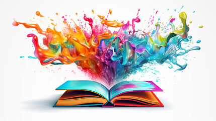 Mind Unleashed: Liquid Color Design Background Flying Out of a Book