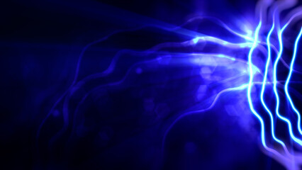 bright lighting blue ardent delicate forms on black background - abstract 3D rendering