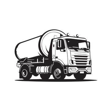 black and white tanker truck clip art preview