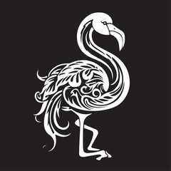 Flamingo in cartoon, doodle style. Isolated 2d vector illustration in logo, icon, sketch style, Eps 10, black and white. AI Generative