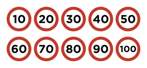 speed limit sign on white background.