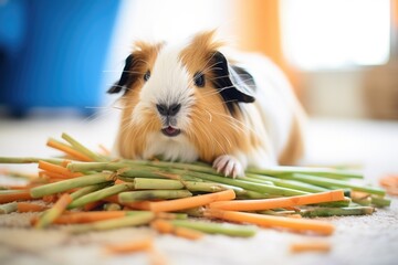 guinea pig chewing sweet potato strips