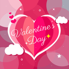 Valentines day greeting card banner poster concept vector illustration pink background design