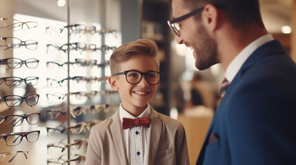 Optical Delight: Ophthalmologist Assisting Cheerful Child with Eyewear