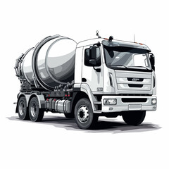 Concrete mixer truck in cartoon, doodle style. Isolated 2d vector illustration in logo, icon, sketch style, Eps 10. AI Generative