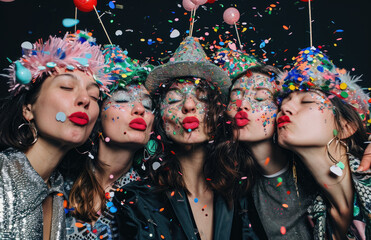 group of women celebrating new year at a party
