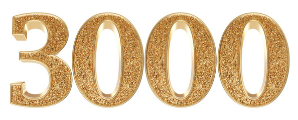 3k follower gold 3d number render