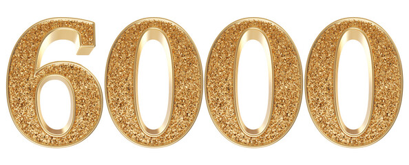 6k follower gold 3d number render