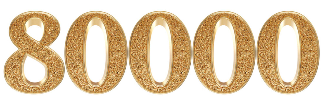 80k follower gold 3d number render