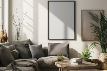 Plain White A2 Poster Frame in Modern Eclectic Studio, Interior Photography with Natural Light