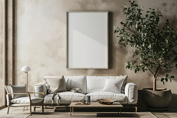 Plain White A2 Poster Frame in Modern Eclectic Studio, Interior Photography with Natural Light