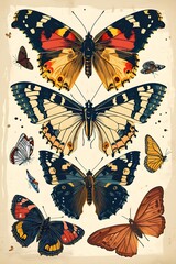Butterflies vintage portrait