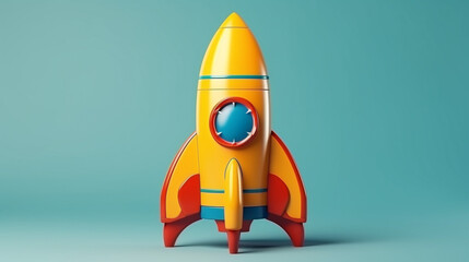 Toy Rocket Launch: 3D Rendering of Playful Space Adventure