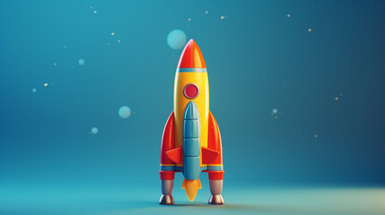 Space Explorer: Isolated Toy Rocket in Striking 3D Rendering