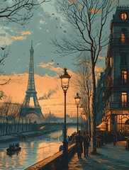 Paris vintage travel postcard