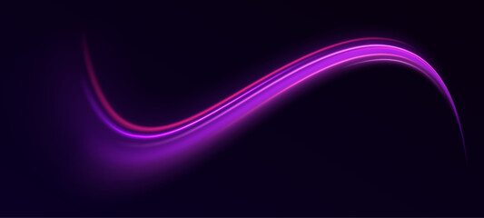 Abstract vector fire circles, sparkling swirls and energy light spiral frames. Light trail wave, fire path trace line, car lights, optic fiber and incandescence curve twirl  - obrazy, fototapety, plakaty