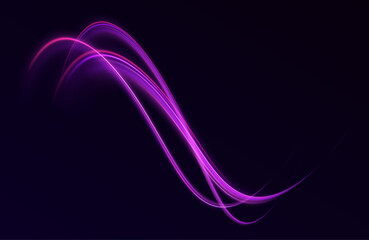 Creative vector illustration of flying cosmic meteor, planetoid, comet, fireball. Abstract vector neon wave. Shiny speed motion transparent abstract curve. - obrazy, fototapety, plakaty
