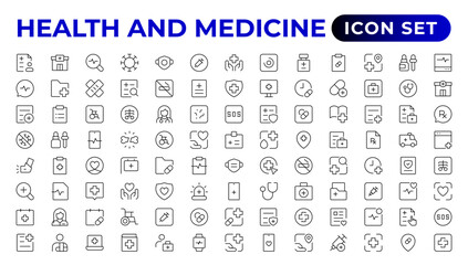  Medical and Health flat icons. Collection health care medical sign icons