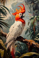 Parrot vintage retro illustration