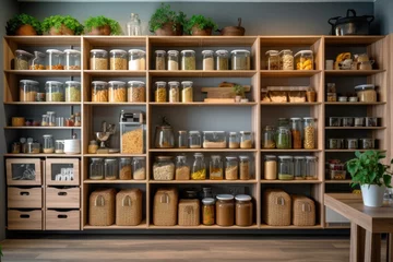 Foto op Canvas home storage area organize management home interior design pantry shelf and storage for store food and stuff in kitchen home design © Andrey