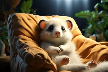 Cute opossum child cartoon style