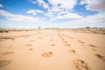 Fototapeta na wymiar mongoose tracks on a sandy desert path