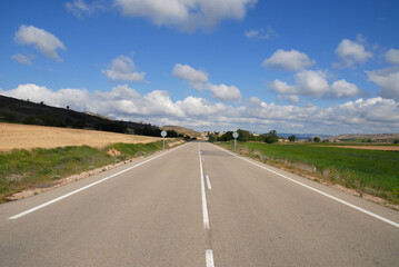 Empty road in rural landscape, Spain