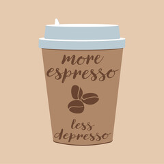 Beautiful creative paper coffee cup with text 