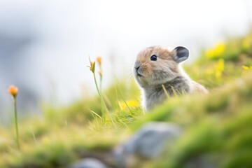pika on grassy hill calling out