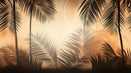 silhouette palm leaves - obrazy, fototapety, plakaty