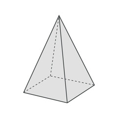 Right rectangular pyramid. Apex, lateral face and base. Mathematics resources for teachers and students.