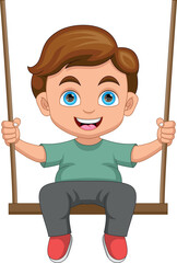 Little boy playing on swing