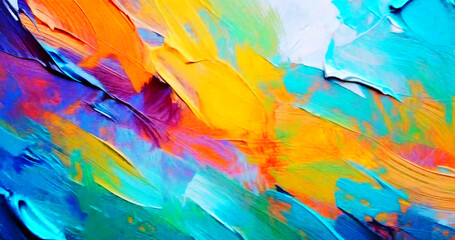 abstract rough colorful orange art painting texture, oil brushstroke paint on canvas, generative ai