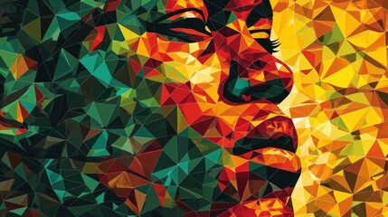 Black History Month. African American History in the United States. Red Yellow Green polygon mosaic. Freedom holiday. Celebrated annually in February. Poster, design art illustration