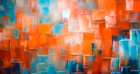 abstract rough colorful orange art painting texture, oil brushstroke paint on canvas, generative ai