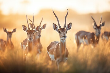 scene of roan antelopes during the golden hour