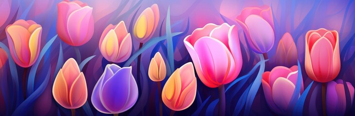 Dawn's Gentle Kiss on Blushing Pink Tulips by the Lake. Generative AI