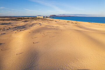 Fototapeta na wymiar Aerial view of dunes at Fuerteventura
