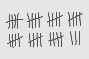 set of hand drawn prisoner tally mark design