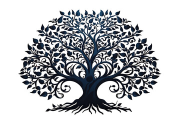silhouette of a tree. The Olive tree silhouette icon isolated on PNG Background. Generative Ai.