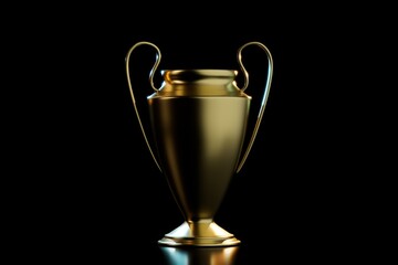 golden cup on black background. 3d render. illustration