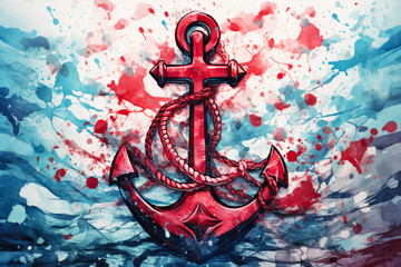 Close-Up Oceanic Bliss: Anchor and Ship Design - obrazy, fototapety, plakaty